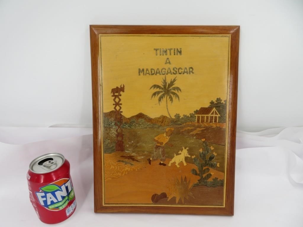 Tintin à Madagascar , encadrement en bois de