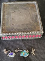 VTG Trinket Box w/ Sterling .925 Charms - Note