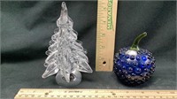 Lead Crystal Clear Tree and Hand Blown Hobnail