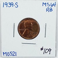 1939-S  Lincoln Cent   MS-64 RB