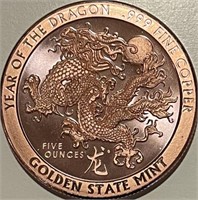 Year of the Dragon 5 Oz. Copper Art Bar