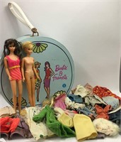 1965 Mattel Barbie & Francie Vinyl Case With Dolls