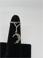 Size 4 .925 STERLING SILVER MOON RING