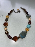 20”L EARTHY TONES GLASS BEADED NECKLACE