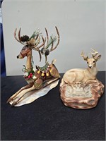 Reindeer/Buck Figurines Lot of 2