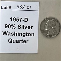 1957-D Washington 90% Silver Quarter