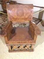 Hand tooled leather arm chair