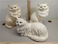 3 ceramic cats