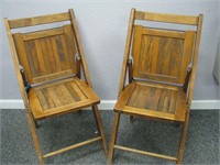 2 Old Fold-up Wooden Chairs