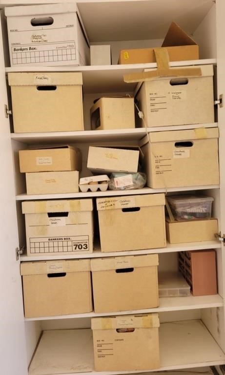K - LOT OF STORAGE BOXES W/ CONTENTS