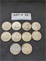 10 - 1964 Kennedy Half Dollars