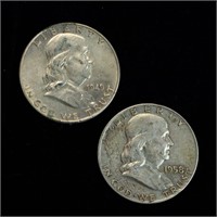 1949 and 1958 Franklin silver half dollar