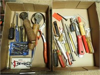 (2) Boxes w/ Leather Hd. Tools, Screw Drivers, Nut