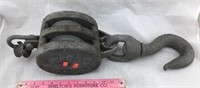 Large Old Block & Tackle Pulley