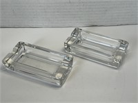2 Individual Heavy Glass Ashtrays - Coni and Pat