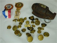 Vintage Military Buttons & Dummy Hand Granade