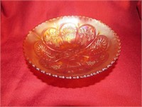 Footed Carnival Glass Bowl 8" Diameter
