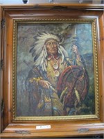 OIL ON CANVAS INDIAN CHEIF BY MEDINA
