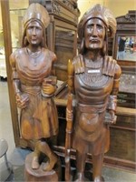 CHOICE CARVED WOOD INDIANS LARGE