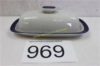 Monterrey Stoneware Blue Band Covered Butter Dish