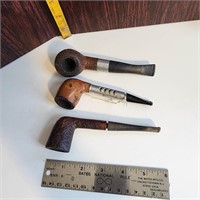 Trio of vintage wooden pipes