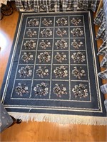Area Rug with Country Blue White Tones