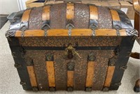 Refinished Humpback Steamer Trunk with Multiple