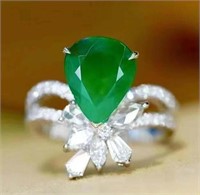 3.5ct Natural Emerald Ring 18K Gold