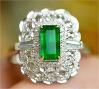 1.05ct Natural Emerald Ring 18K Gold