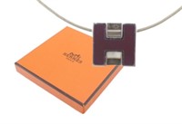 Hermes Purple H Cube Necklace