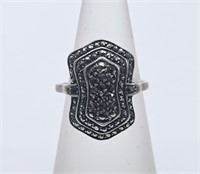 Antique Ring Sterling Silver 835 Marcasite