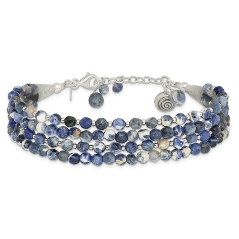 Sterling Silver Blue/White Sodalite Bracelet