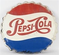 PEPSI COLA BUTTON EMBOSSED TIN SIGN