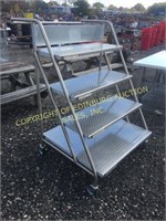 SOLID ALUMINUM, DIAMOND PLATE ROLLING STEP LADDER