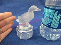 goebel frosted crystal duck figurine - 4in tall