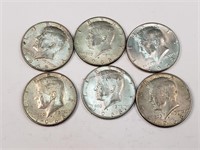 6- 1968 Kennedy Half Dollars