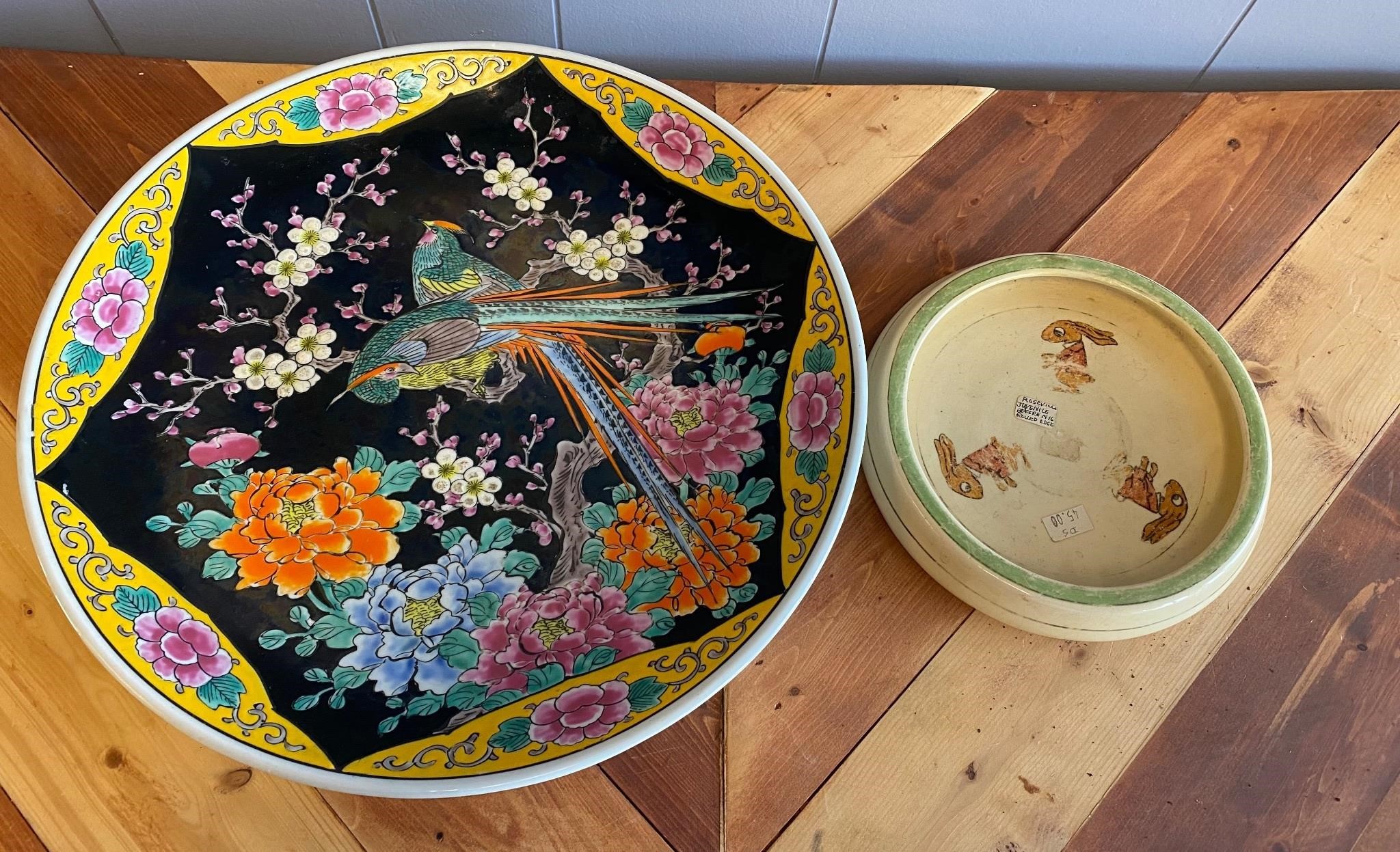 Vintage Japanese Plate &Roseville Juvenile Pottery