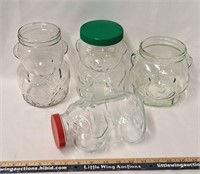Vintage Glass Bear & Pig Jars