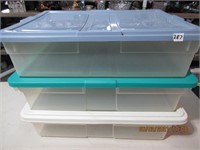 3 Plastic Containers 21" x 17" x 5"