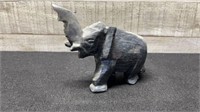 Heavy Stone Elephant Carving 6" Long X 5" High