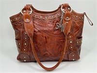America West Hand Tooled Leather Bag