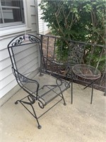 Black mesh porch table & round table