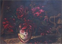 Artist unknown, study of roses in a vase,