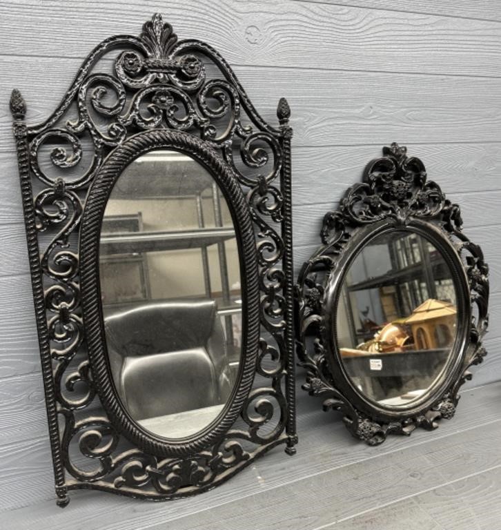 (2) Vintage Black Wall Mirrors