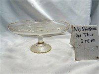 Vintage Gold Rim Glass 10" Cake Stand