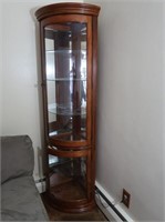 Lighted Corner Curio Cabinet-Wood w/Glass Doors