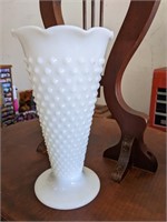 VTG White Milk Glass Hobnail Vase
