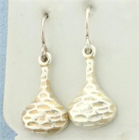 Hammered Finish Dangle Drop Earrings in Sterling S