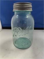 # 13 Ball brand blue canning jar.