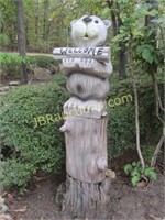 WOODEN WELCOME BEAR AND STUMP